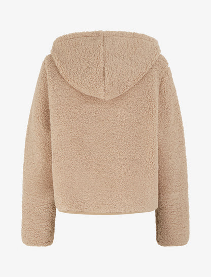 Veste zippée à capuche effet laine bouclée - Beige - 2