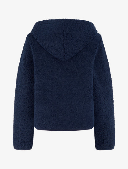 Veste zippée à capuche effet laine bouclée - Marine - 2