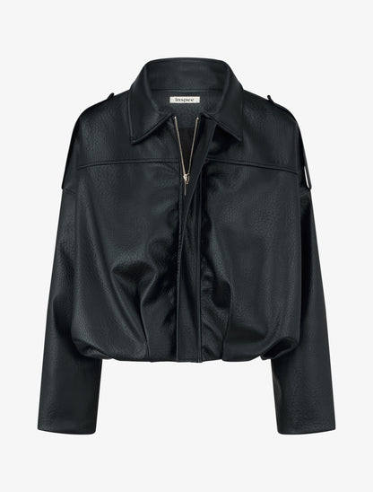 Veste simili ample style bomber - Noir - 1