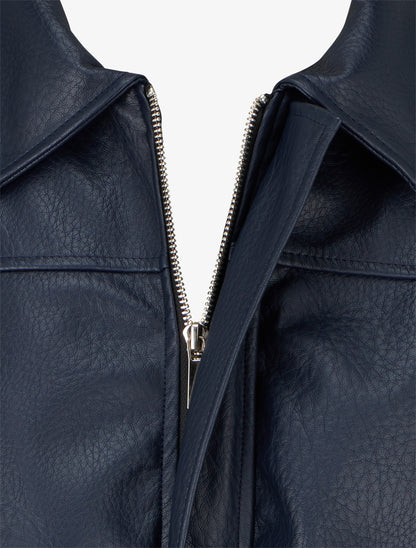 Veste simili ample style bomber - Bleu nuit - 3