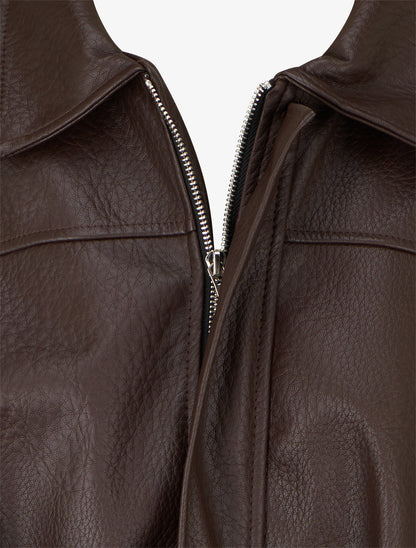 Veste simili ample style bomber - Marron - 3