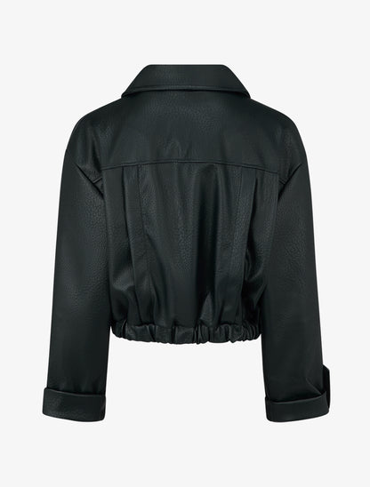 Blouson court en simili - Noir - 2