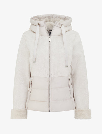Manteau uni à intérieur fourrure synthétique - Blanc - 1