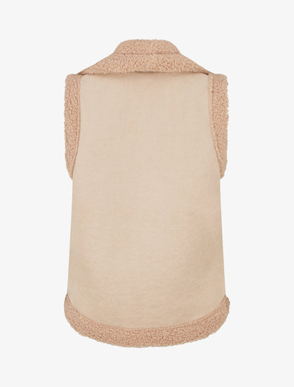 Blouson sans manches effet peau de mouton - Beige - 2