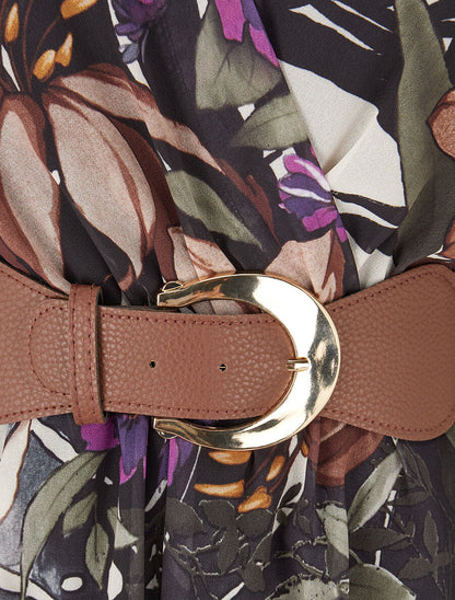 Robe à basque imprimé tropical - Noir - 3