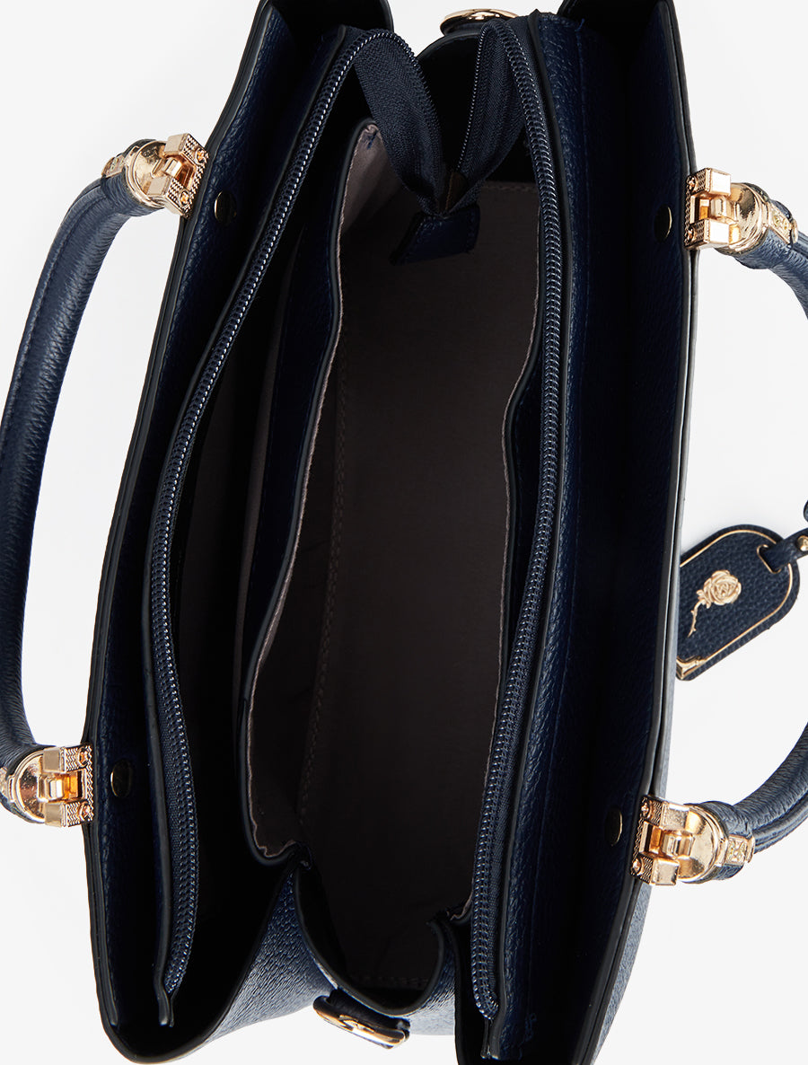 Sac à main Léandre effet grainé - Marine