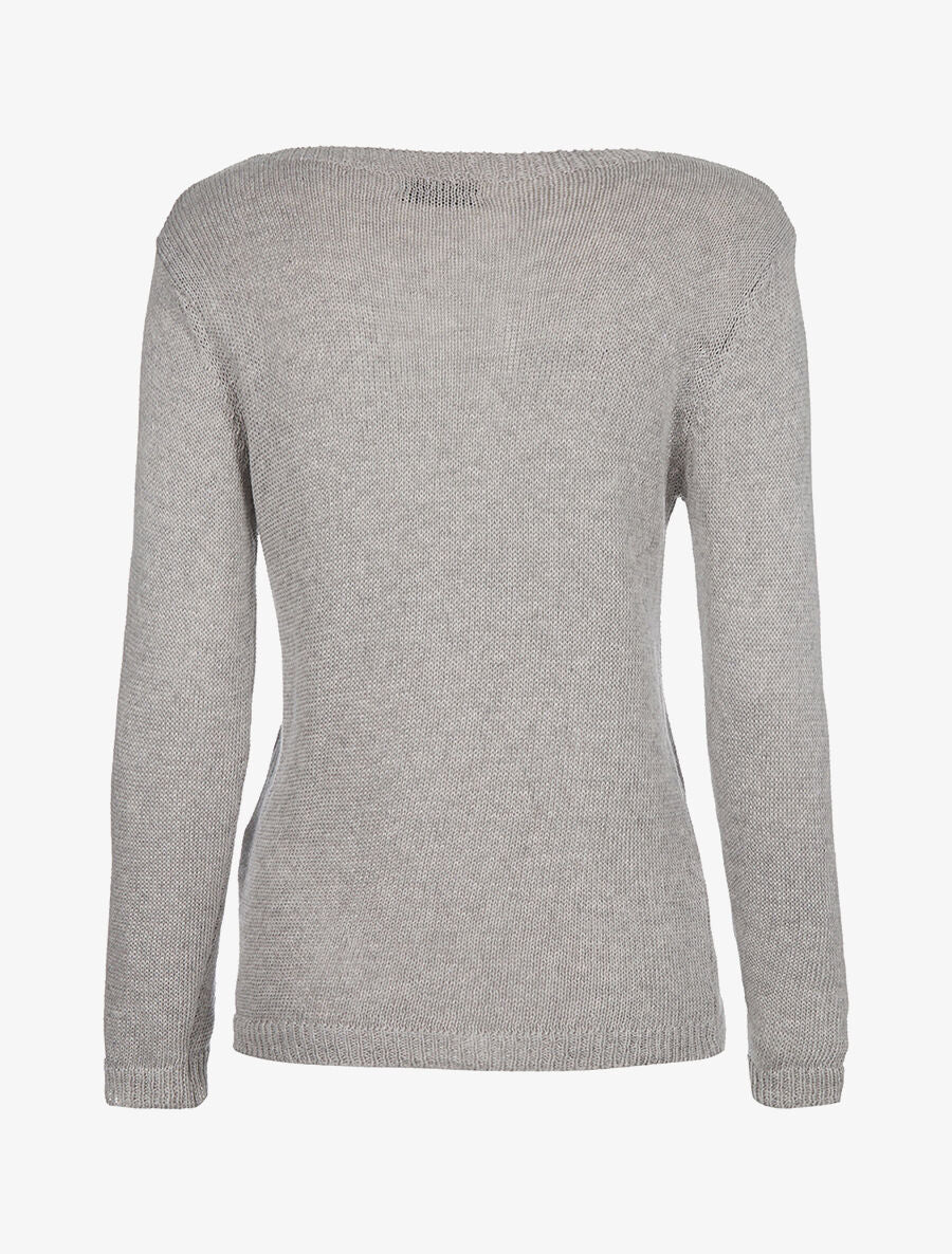 Pull col à lacet - gris clair - 2