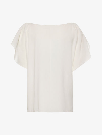 Blouse mousseline col perlé - blanc - 2