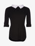 Pull doux col chemise - noir - 1