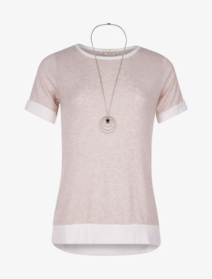 Pull doux à manches courtes - beige - 1