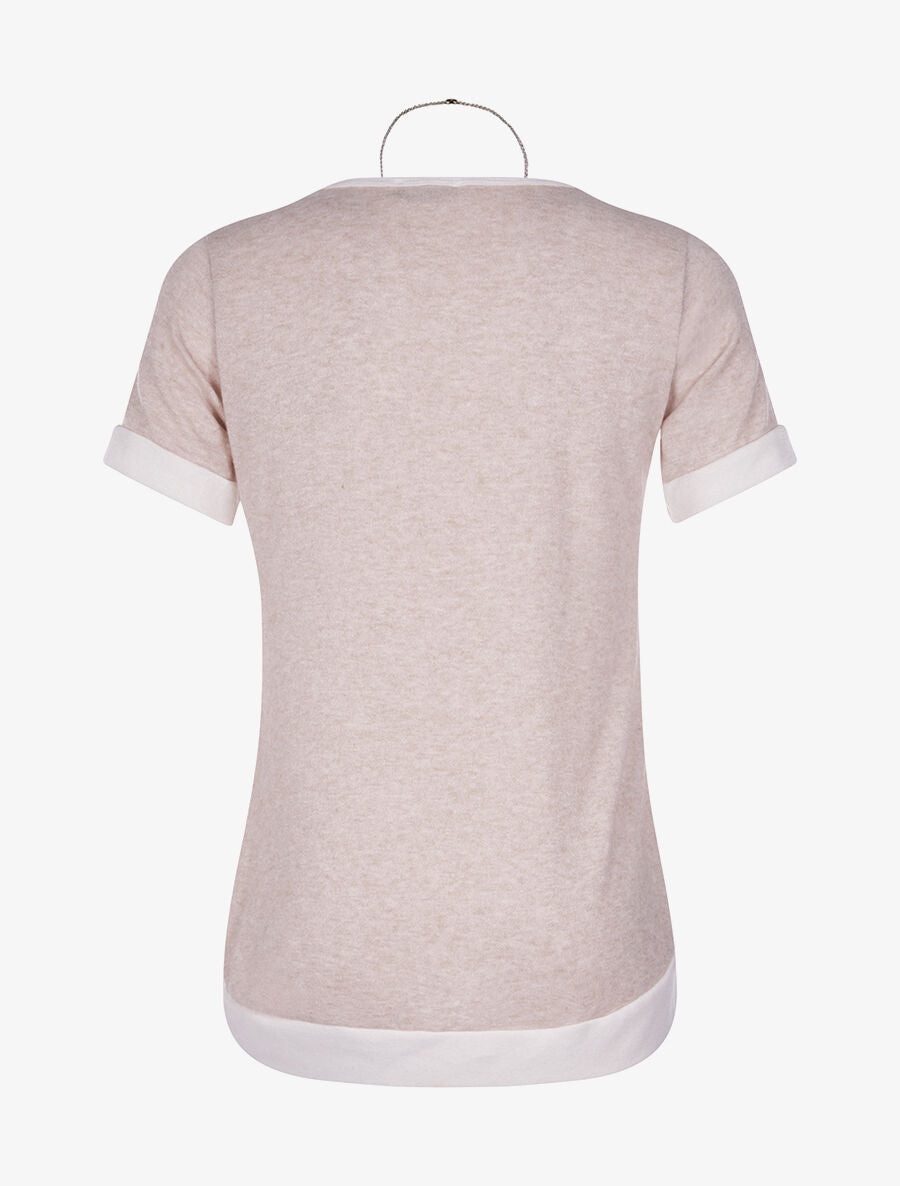 Pull doux à manches courtes - beige - 2