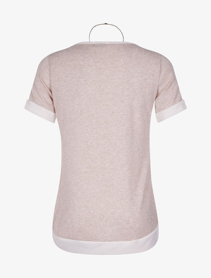 Pull doux à manches courtes - beige - 2