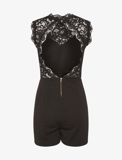 Combishort buste dentelle dos nu - noir - 2