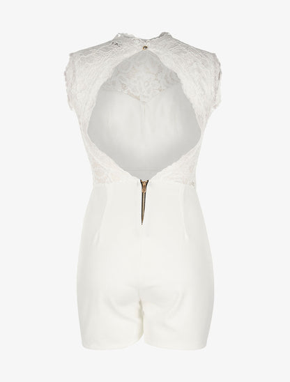 Combishort buste dentelle dos nu - blanc - 2