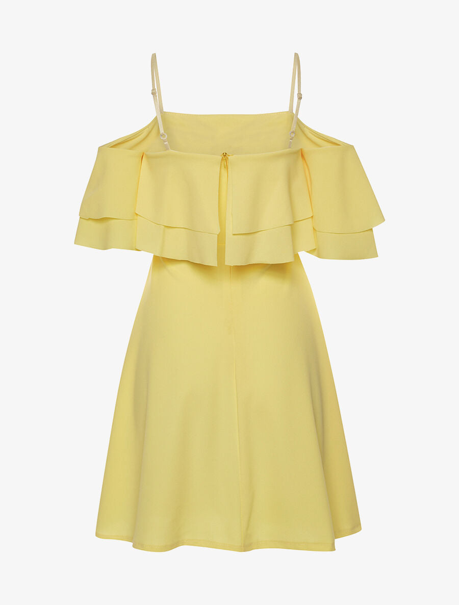 Robe encolure volantée - jaune - 1