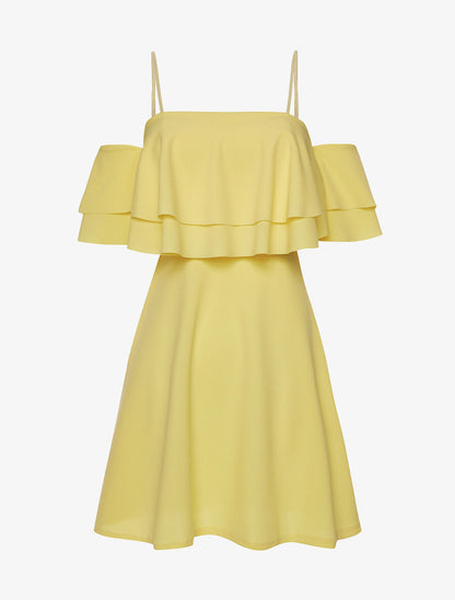 Robe encolure volantée - jaune - 2