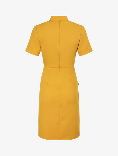 Robe portefeuille à manches courtes - Moutarde - 2
