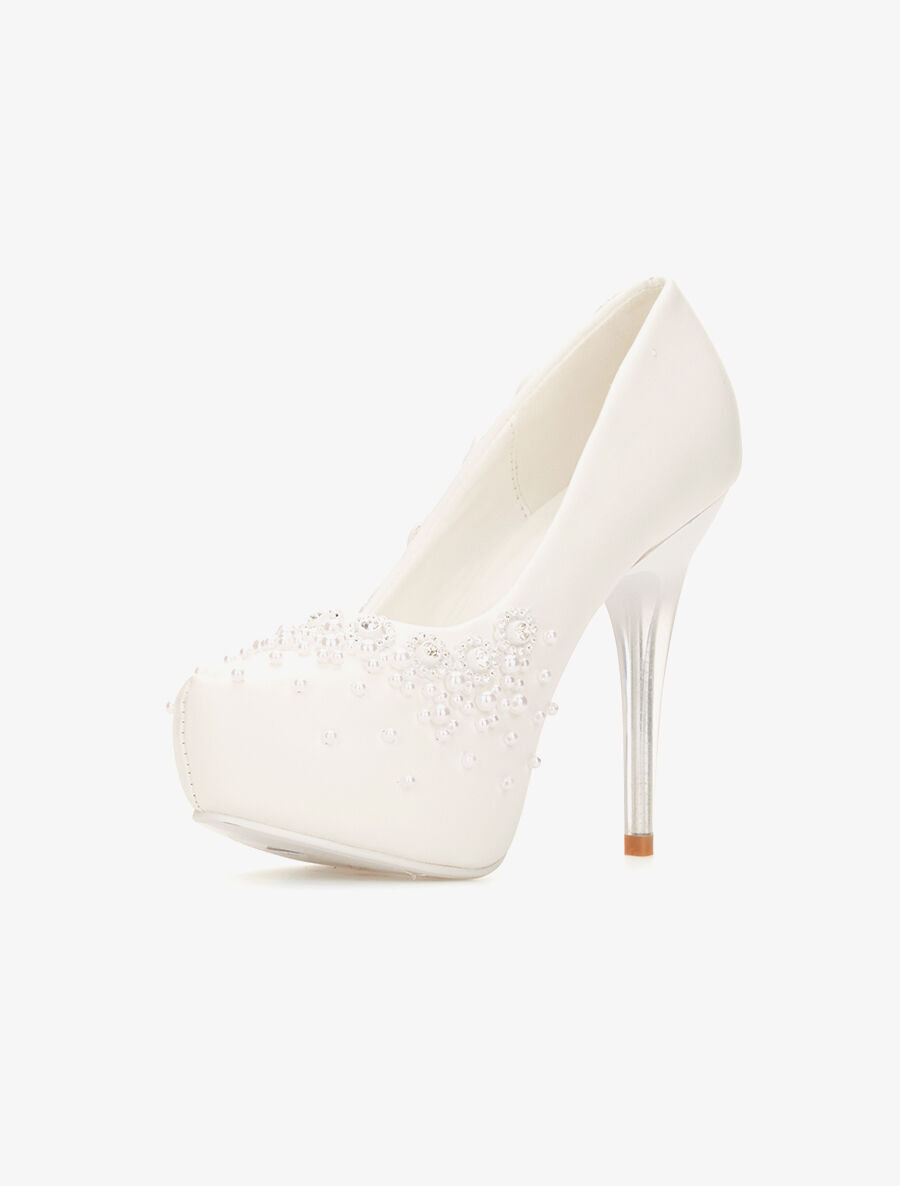 Escarpins à plateforme à perles - blanc - 3
