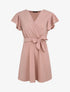 Robe patineuse courte à manches courtes volantées - Rose poudré - 1