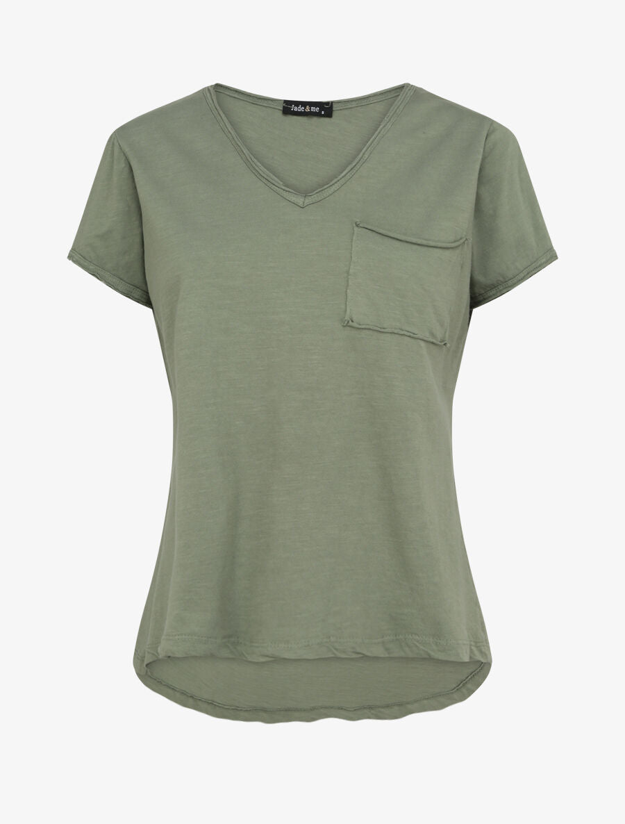 T-shirt droit uni manches courtes - Kaki - 1