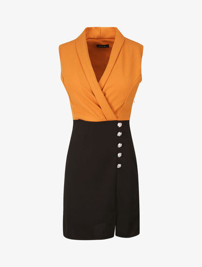 Robe à col cache-coeur et bords fendu - Orange - 4