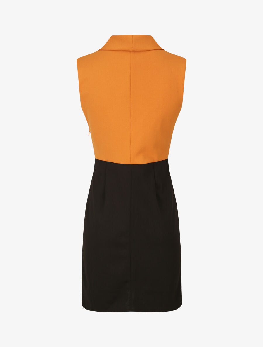 Robe à col cache-coeur et bords fendu - Orange - 2