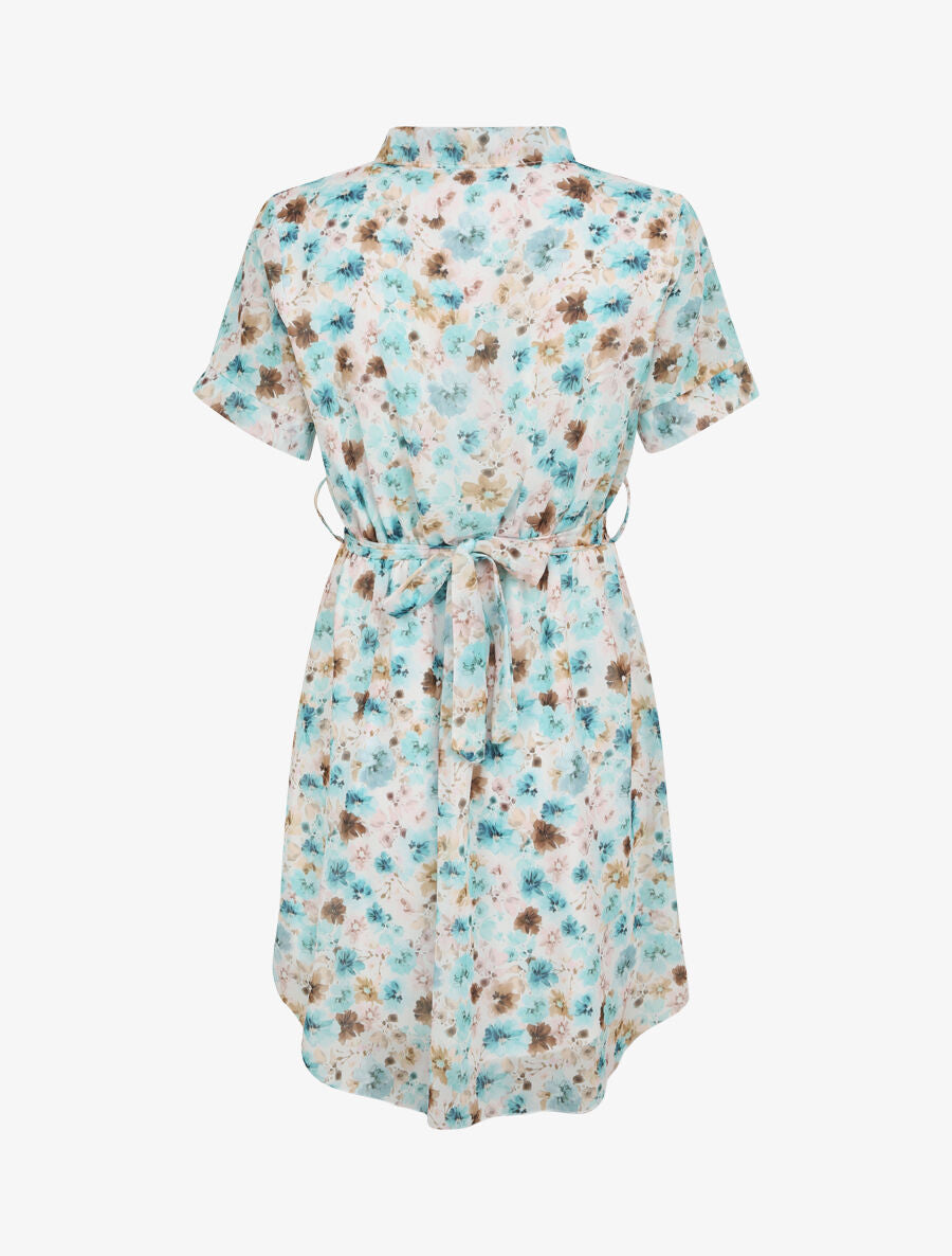 Robe patineuse courte imprimé printemps fleuri - Blanc - 2