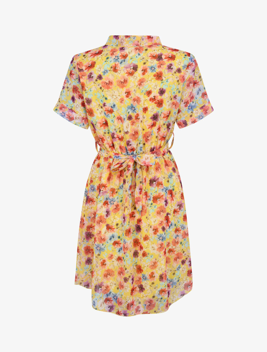 Robe patineuse courte imprimé printemps fleuri - Jaune - 2
