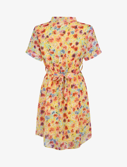 Robe patineuse courte imprimé printemps fleuri - Jaune - 2