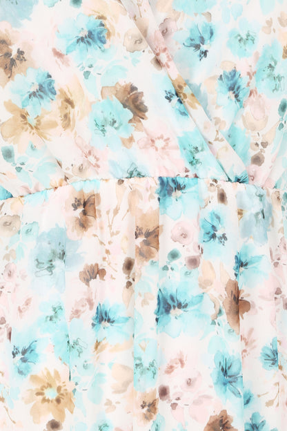 Robe imprimé fleurs champêtres à bretelles à détail noeud - Blanc - 3