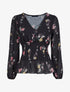 Top élastiqué imprimé floral - Noir - 1