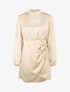 Robe satinée style portefeuille - Beige - 1
