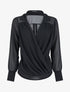 Blouse droite unie drapée - Noir - 5