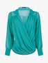 Blouse droite unie drapée - Vert menthe - 1