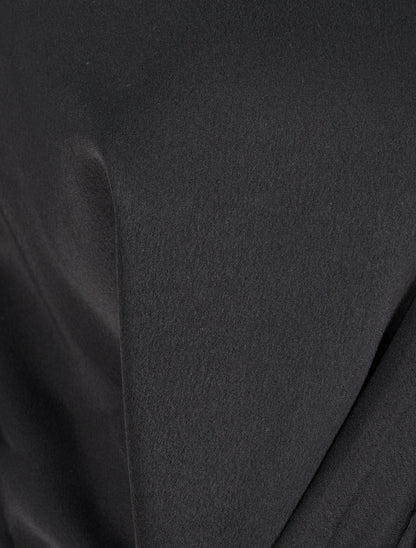 Blouse droite satinée à liens - Noir - 3