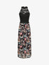 Robe longue imprimé fleurs baroques et buste en dentelle - Noir - 4