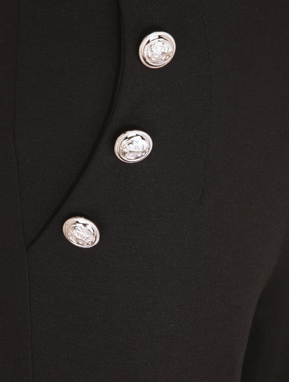 Pantalon à pont large et taille haute - Noir - 3