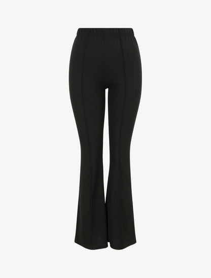 Pantalon flare uni à taille haute - Noir - 1