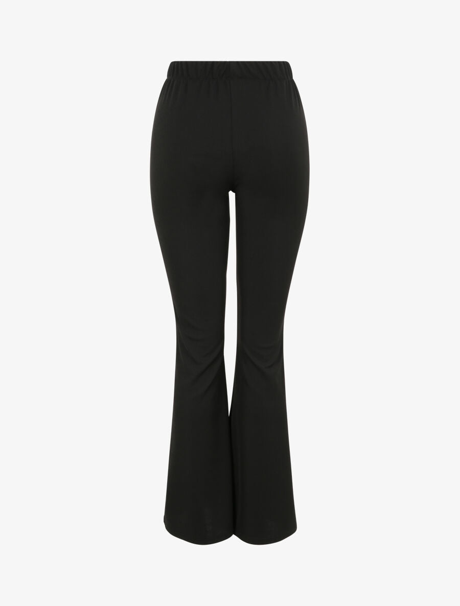 Pantalon flare uni à taille haute - Noir - 2