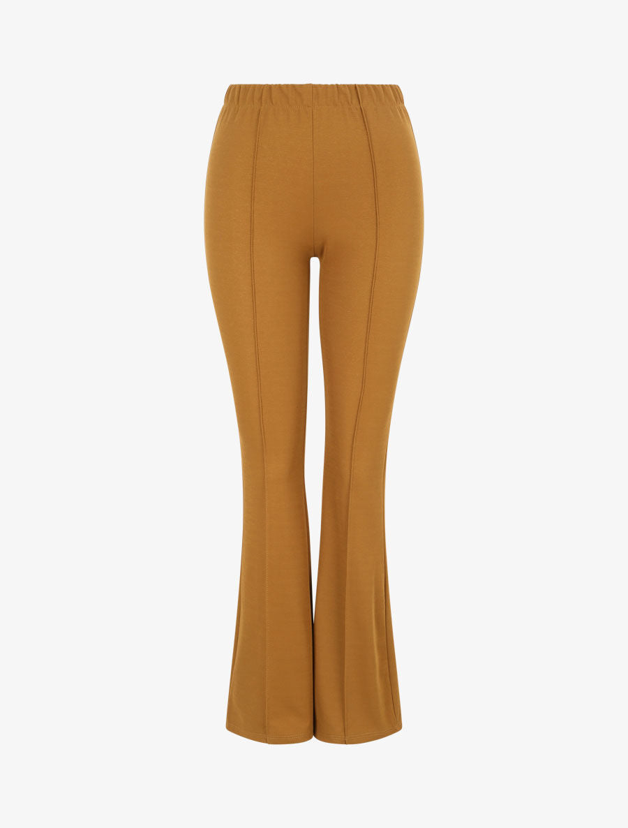 Pantalon flare uni à taille haute - Camel - 4