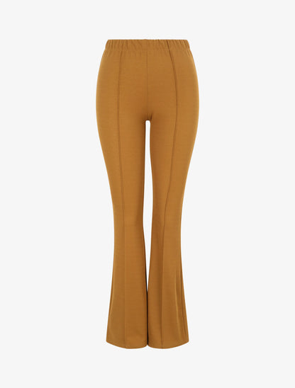 Pantalon flare uni à taille haute - Camel - 4
