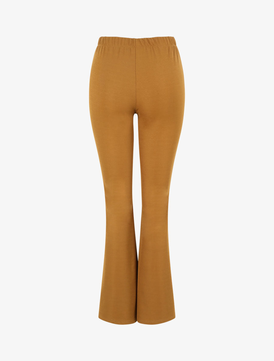 Pantalon flare uni à taille haute - Camel - 2