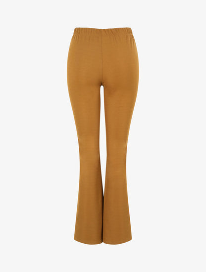 Pantalon flare uni à taille haute - Camel - 2