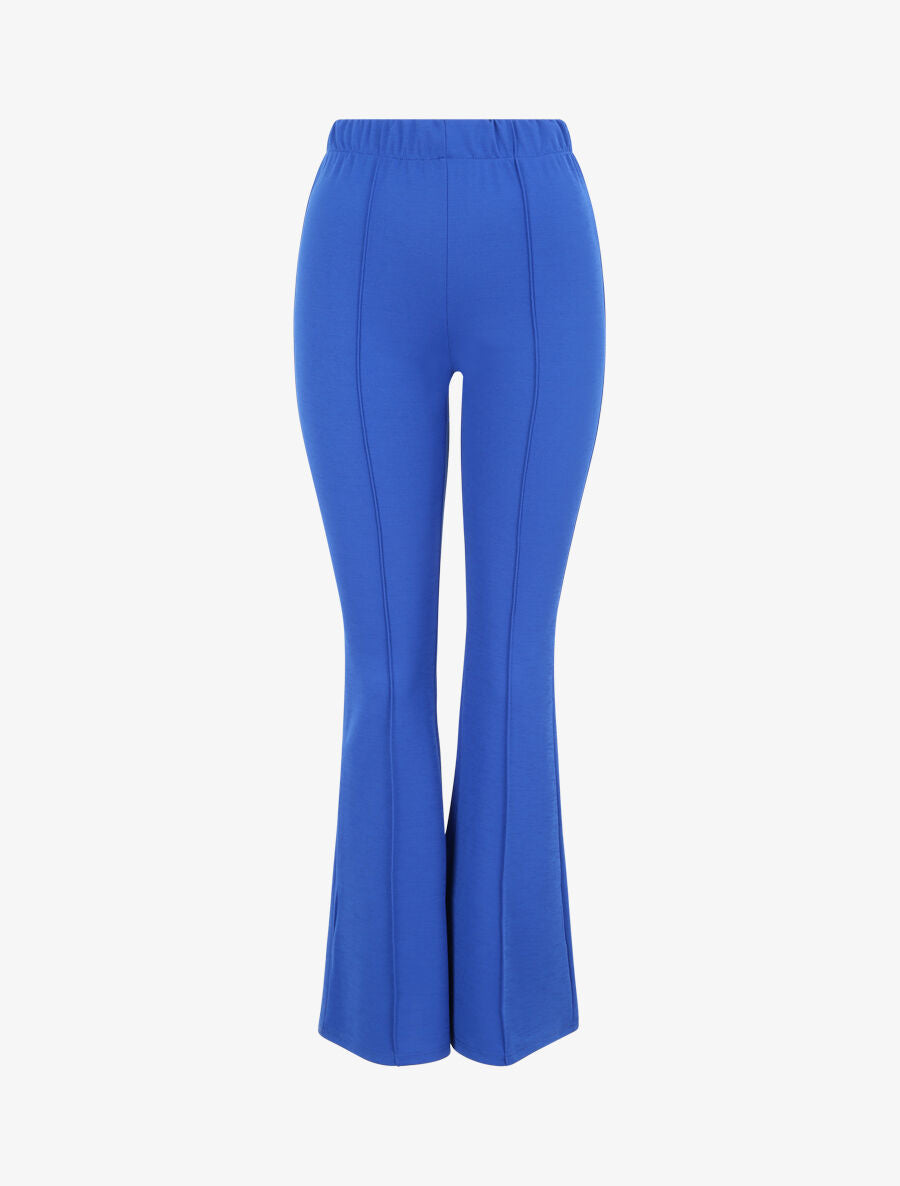 Pantalon flare uni à taille haute - Bleu électrique - 1