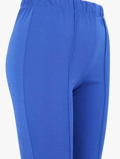 Pantalon flare uni à taille haute - Bleu électrique - 3