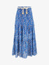 Jupe longue en voile imprimé fleurs et pois - Bleu - 1