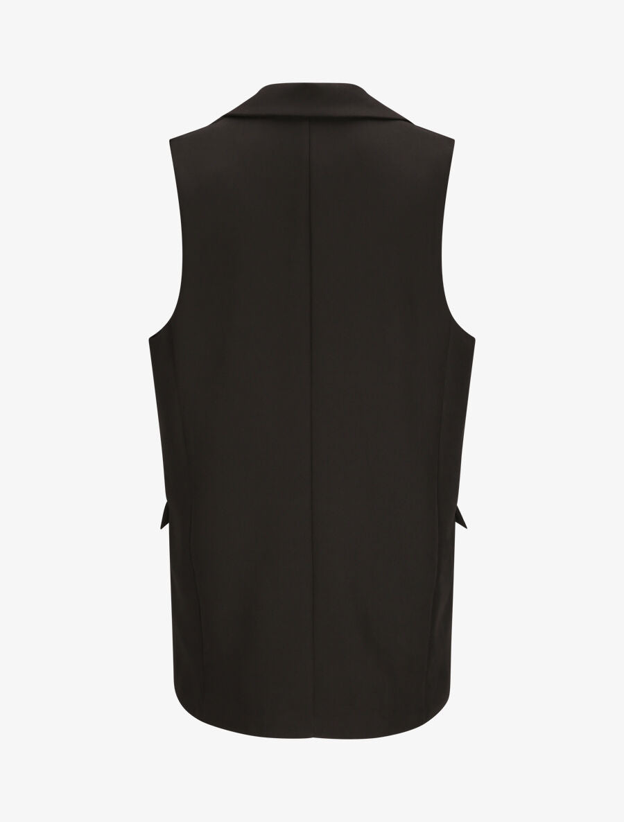 Blazer oversize uni sans manches - Noir - 2