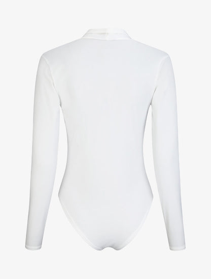 Body uni à col style noeud - Blanc - 2