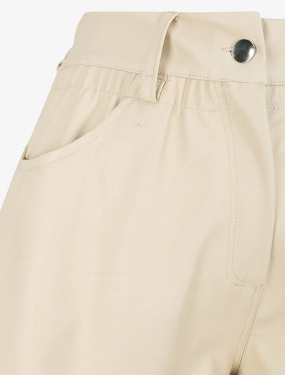 Short uni à taille élastiquée - Beige - 3