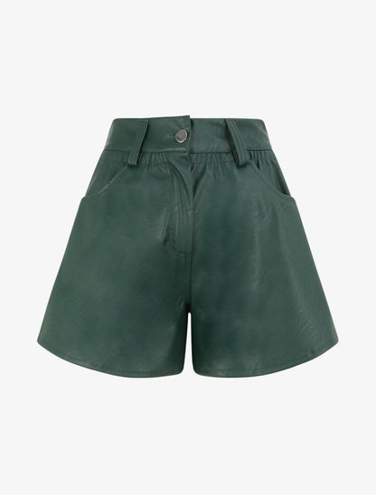 Short uni à taille élastiquée - Vert sapin - 1